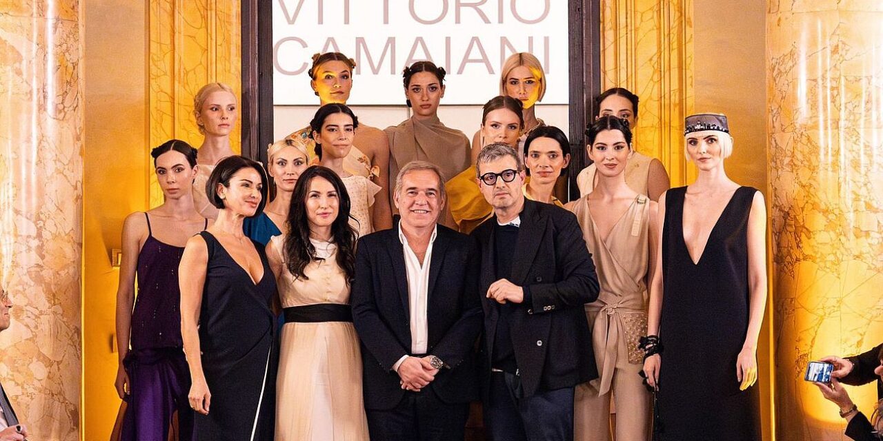 Vittorio Camaiani trionfa con la collezione dedicata a Vittoria Colonna e a Umberto Boccioni
