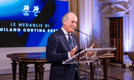 Venezia. Dichiarazioni del presidente Luca Zaia a margine della presentazione ufficiale delle Medaglie dei Giochi Olimpici e Paralimpici di Milano Cortina 2026