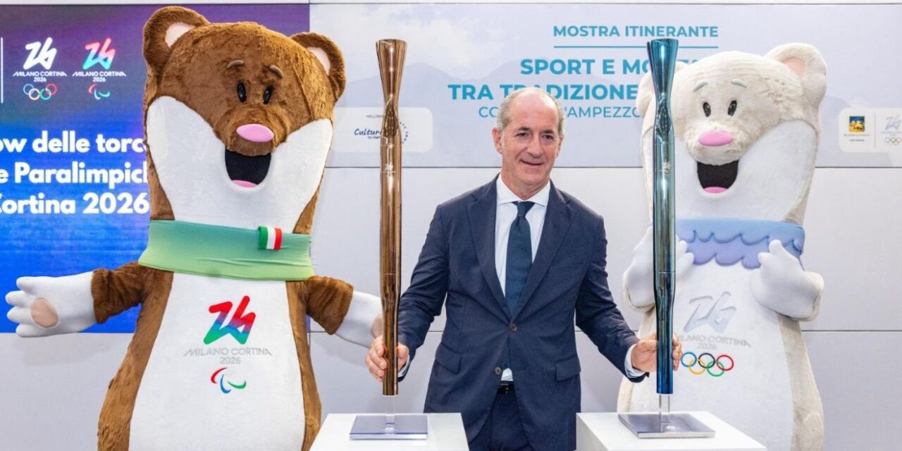 Longarone (Belluno). Olimpiadi, Luca Zaia “Svelate le torce di MilanoCortina2026. I Giochi stanno cambiando, saranno eredità di sviluppo e orgoglio per le nostre montagne”